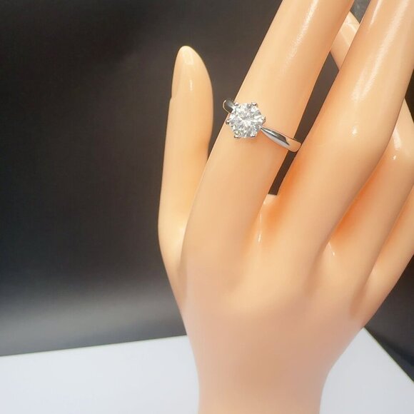 Moissanite Solitaire Engagement Ring Silver Band Size 6 With GRA Certification - Picture 4 of 8